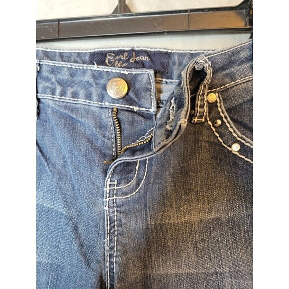 Earl Jeans Juniors Sz 11 Womens 4/6 Straight Leg Ankle Cuff Bling Pockets, CUTE! - Picture 8 of 13
